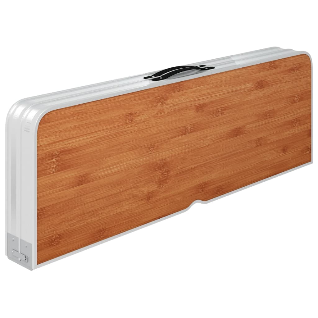 Klappbarer Campingtisch mit 2 Sitzbänken Aluminium Weiß