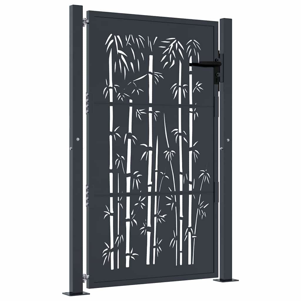 Gartentor Anthrazit 100x75 cm Stahl Bambus-Design