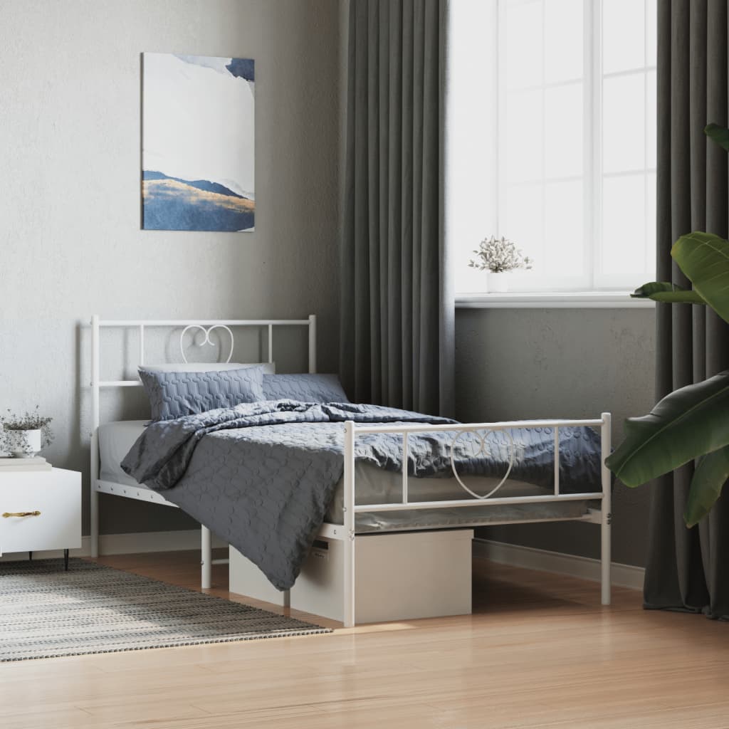 Bettgestell mit Kopfteil Metall Schwarz 100x190 cm