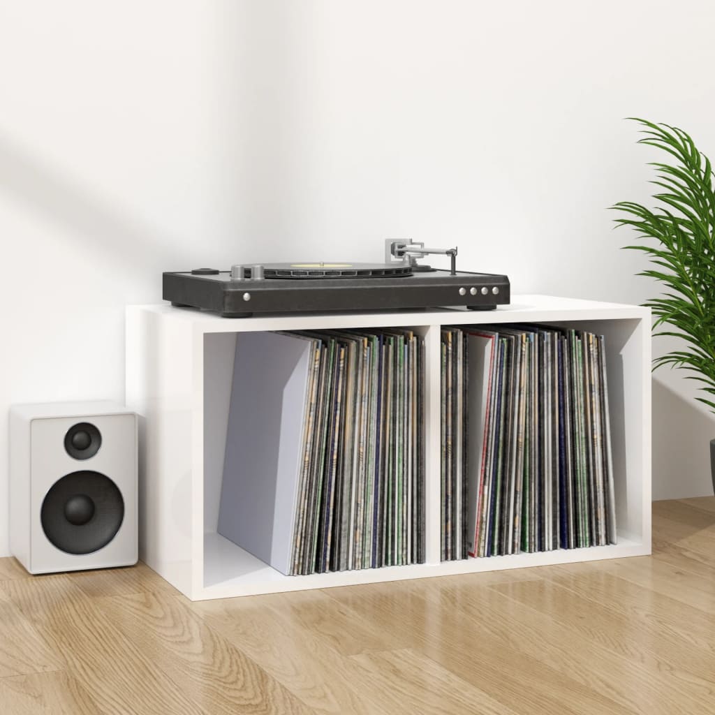 Schallplatten-Aufbewahrungsbox Weiß 71x34x36 cm Holzwerkstoff
