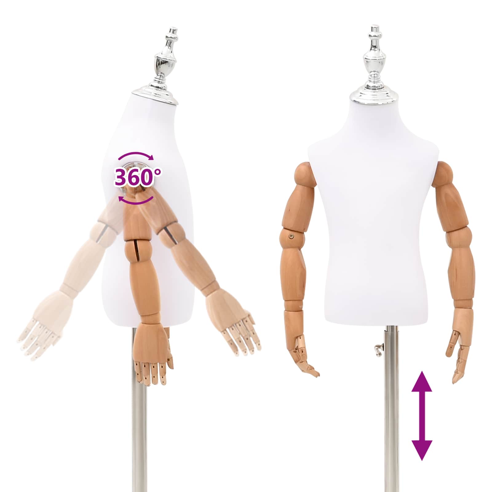 Verstellbares 120-150 cm Mannequin mit Basis Unisex PP Weiß