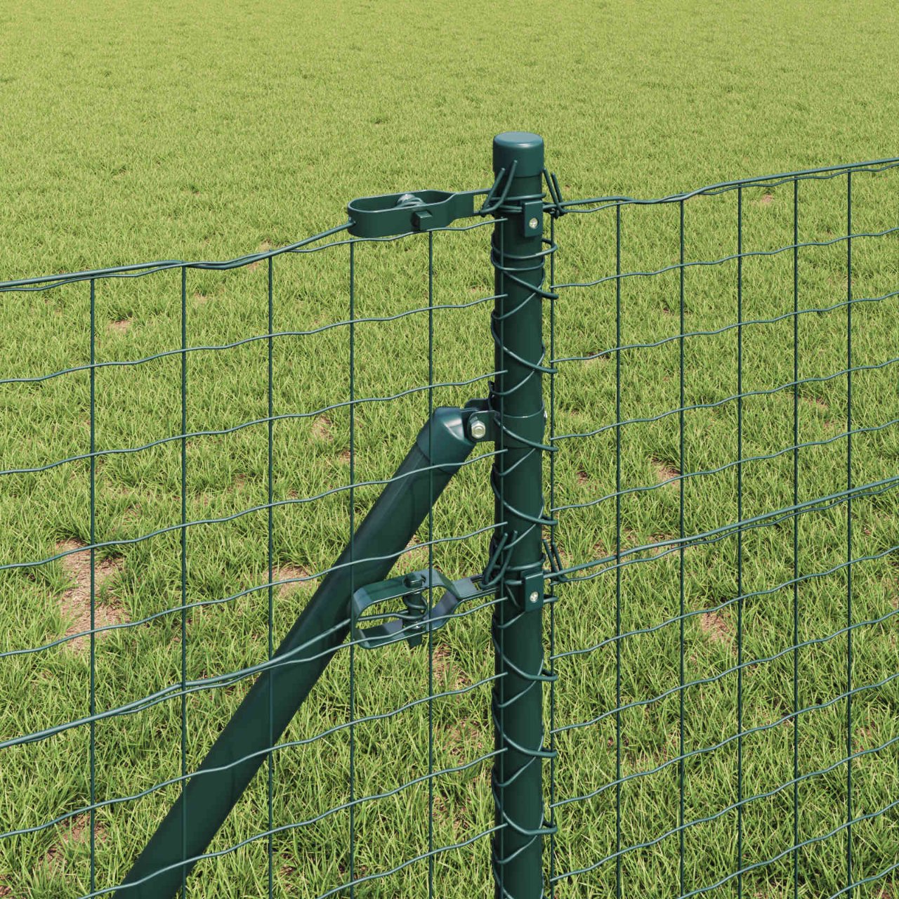 Zaunpfosten 2 pcs Grün 50 cm Pulverbeschichteter Stahl