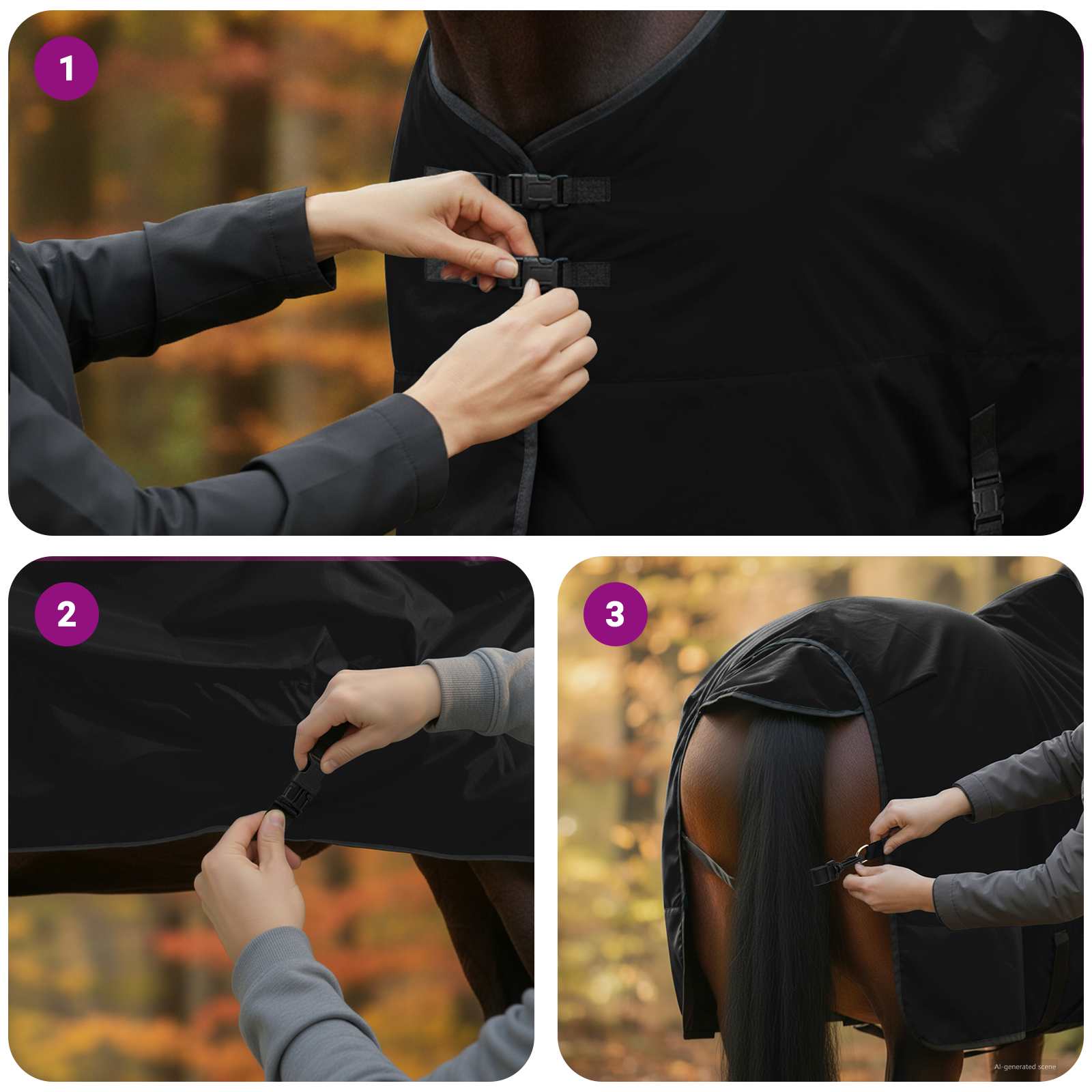 Pferdedecke Dunkelgrün und Schwarz 75 cm Polyester