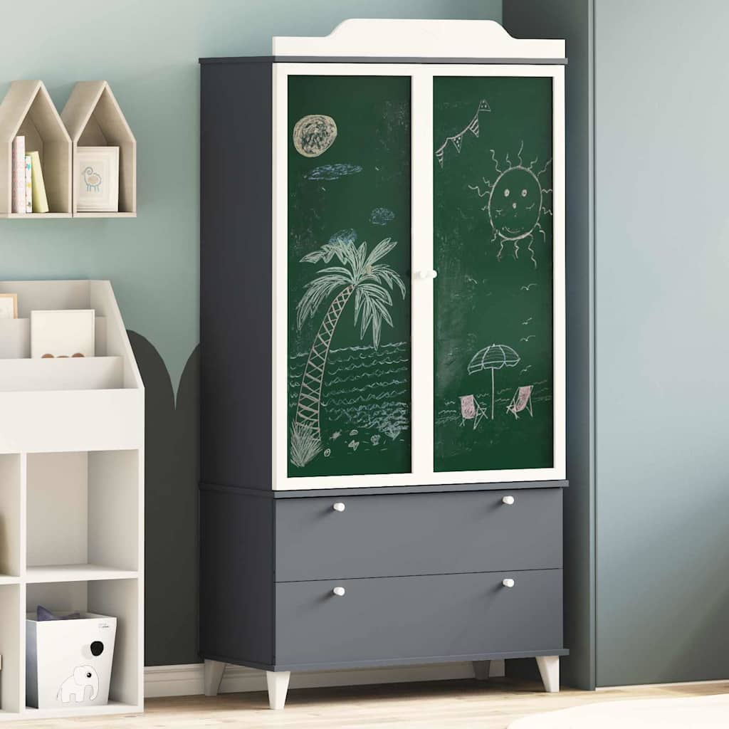 Kreidetafel Kleiderschrank mit Tür ROROS Weiß 90 x 45 x 180 cm