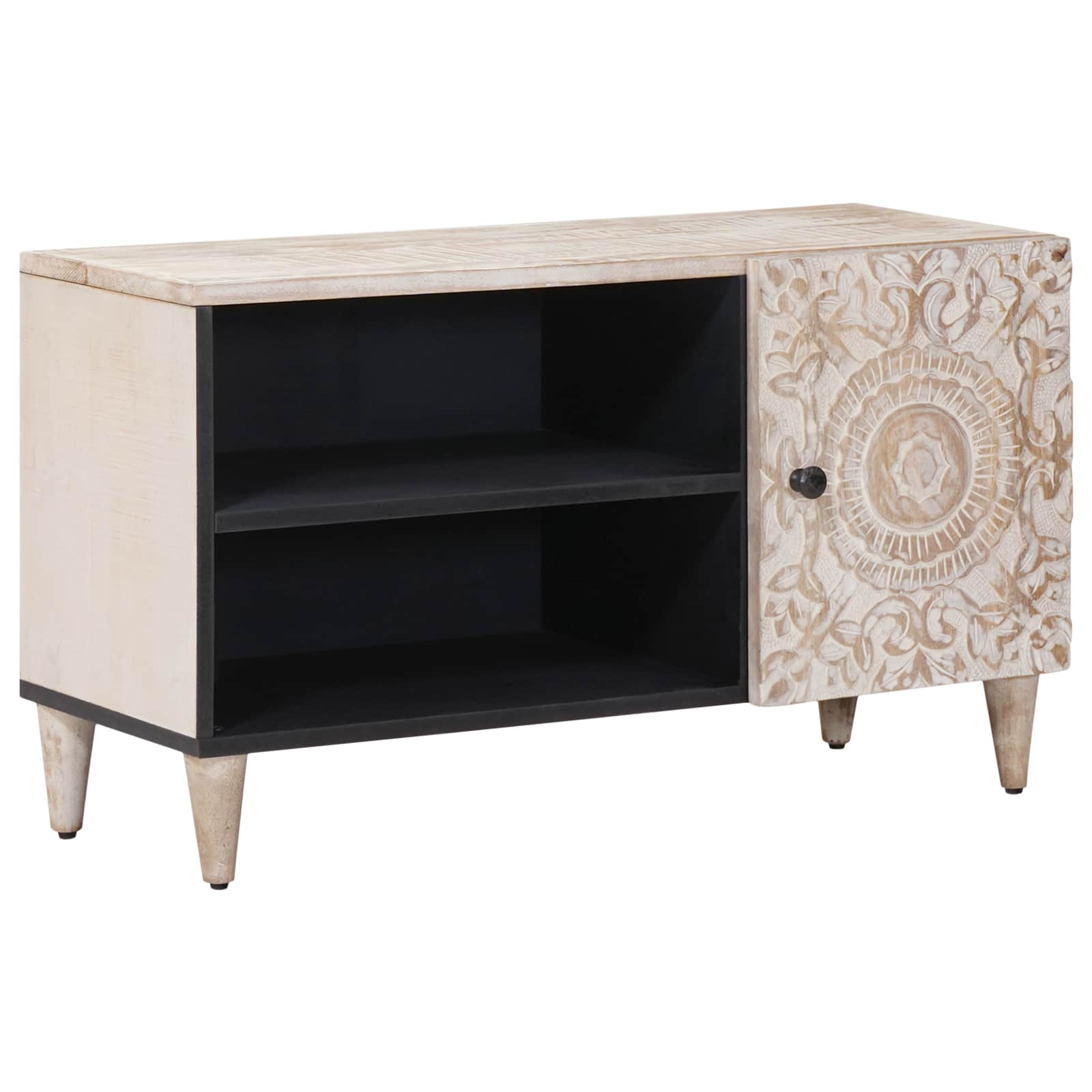 TV-Schränk mit Regal Braun 80 x 31,5 x 46 cm Massivholz Mango