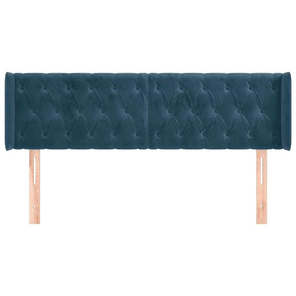 Kopfteil mit Ohren Dunkelblau 93x16x78/88 cm Samt