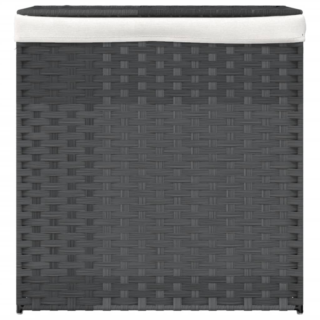 Wäschekorb mit 2 Fächern 53x35x57 cm Poly Rattan