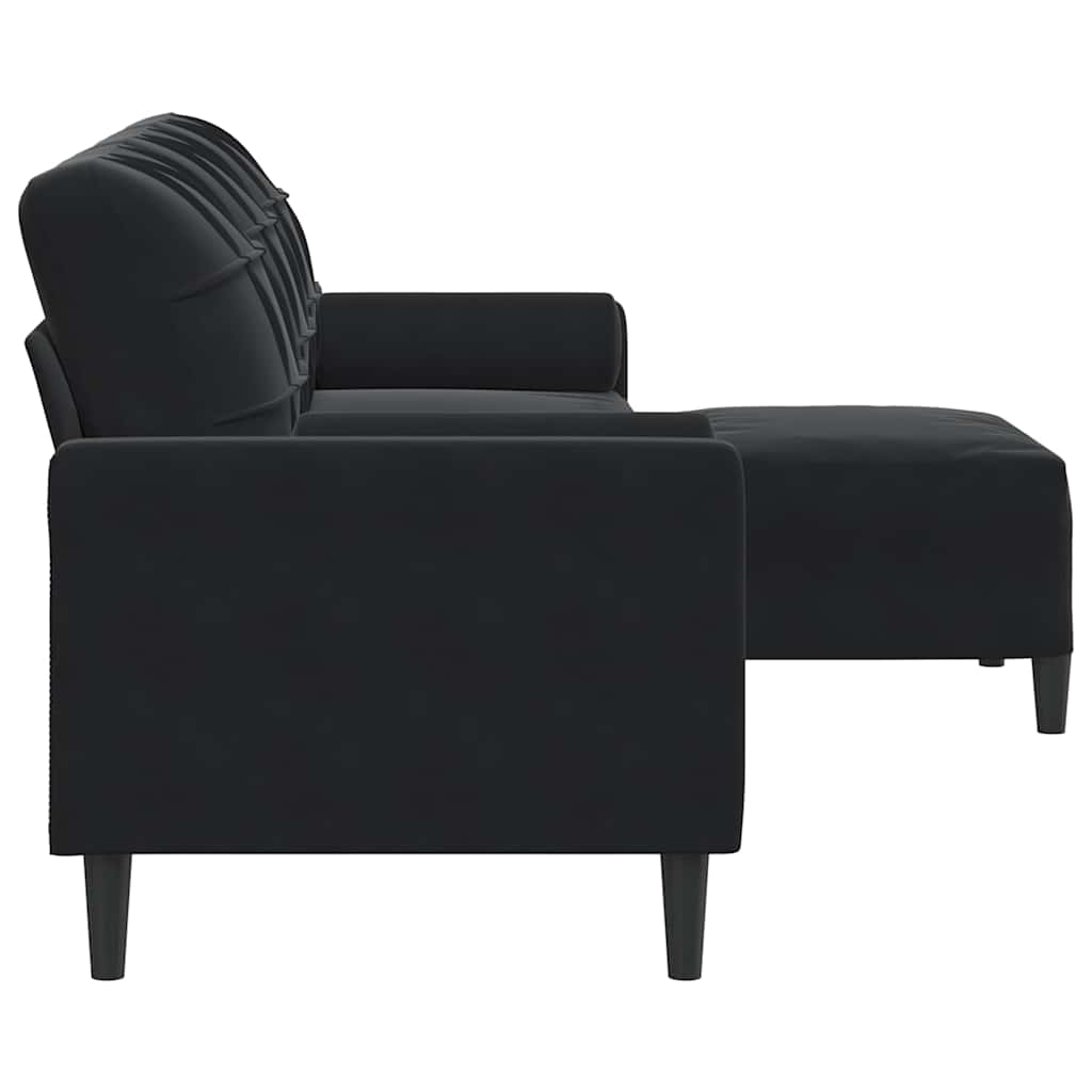 3-Sitzer-Sofa mit Hocker Hellgrau 180 cm Samt