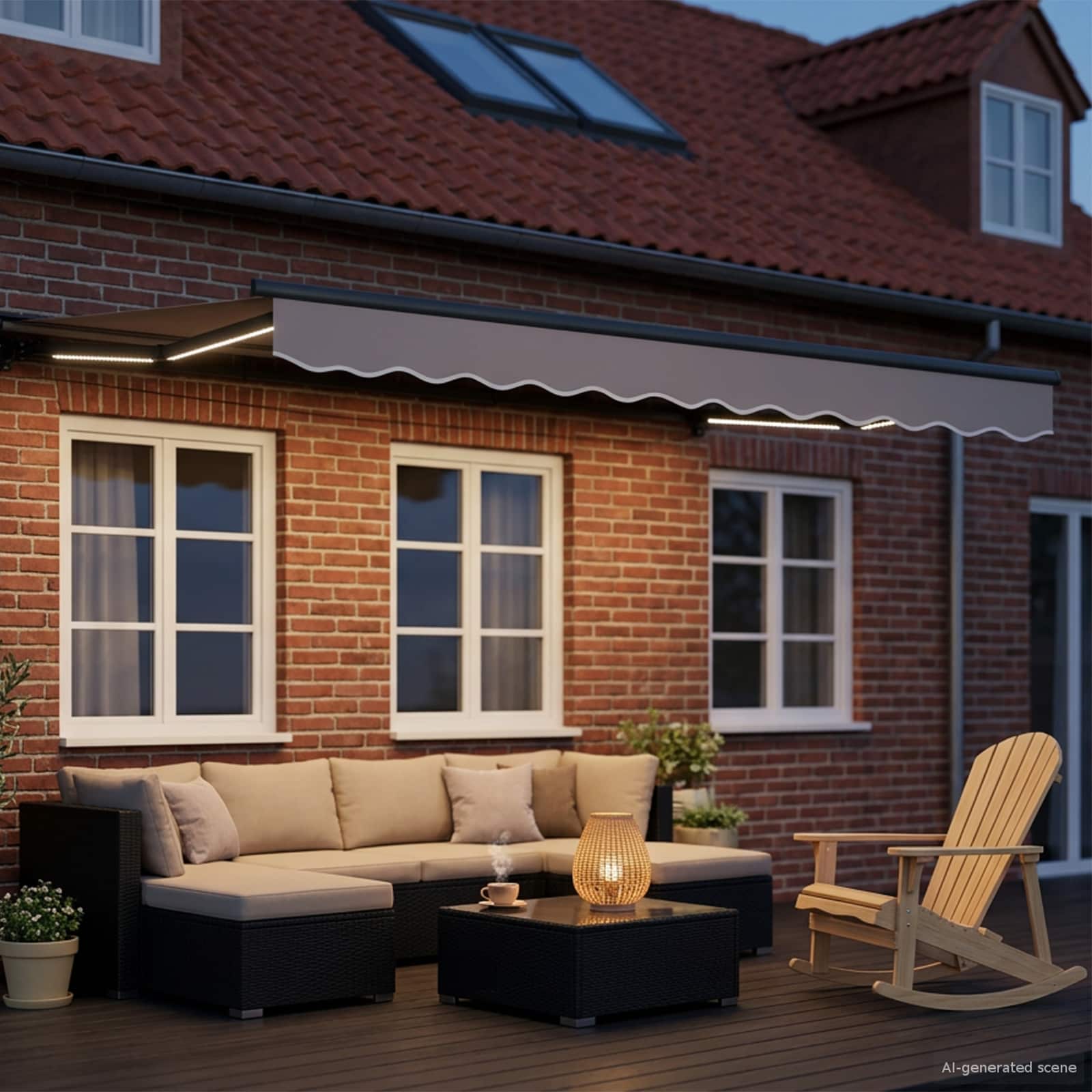 Manueller Markisenrahmen mit LEDs Weiß 2,5 x 2 m Aluminium