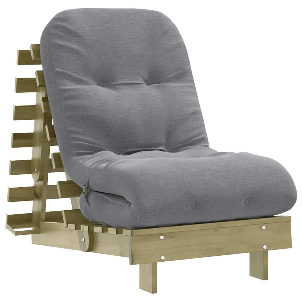 Futon Schlafsofa mit Matratze Braun 70x206x11 Massivholz Kiefer