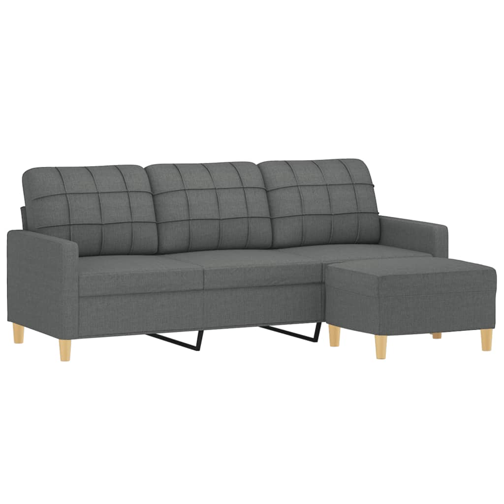3-Sitzer-Sofa mit Hocker Taupe 180 cm Stoff