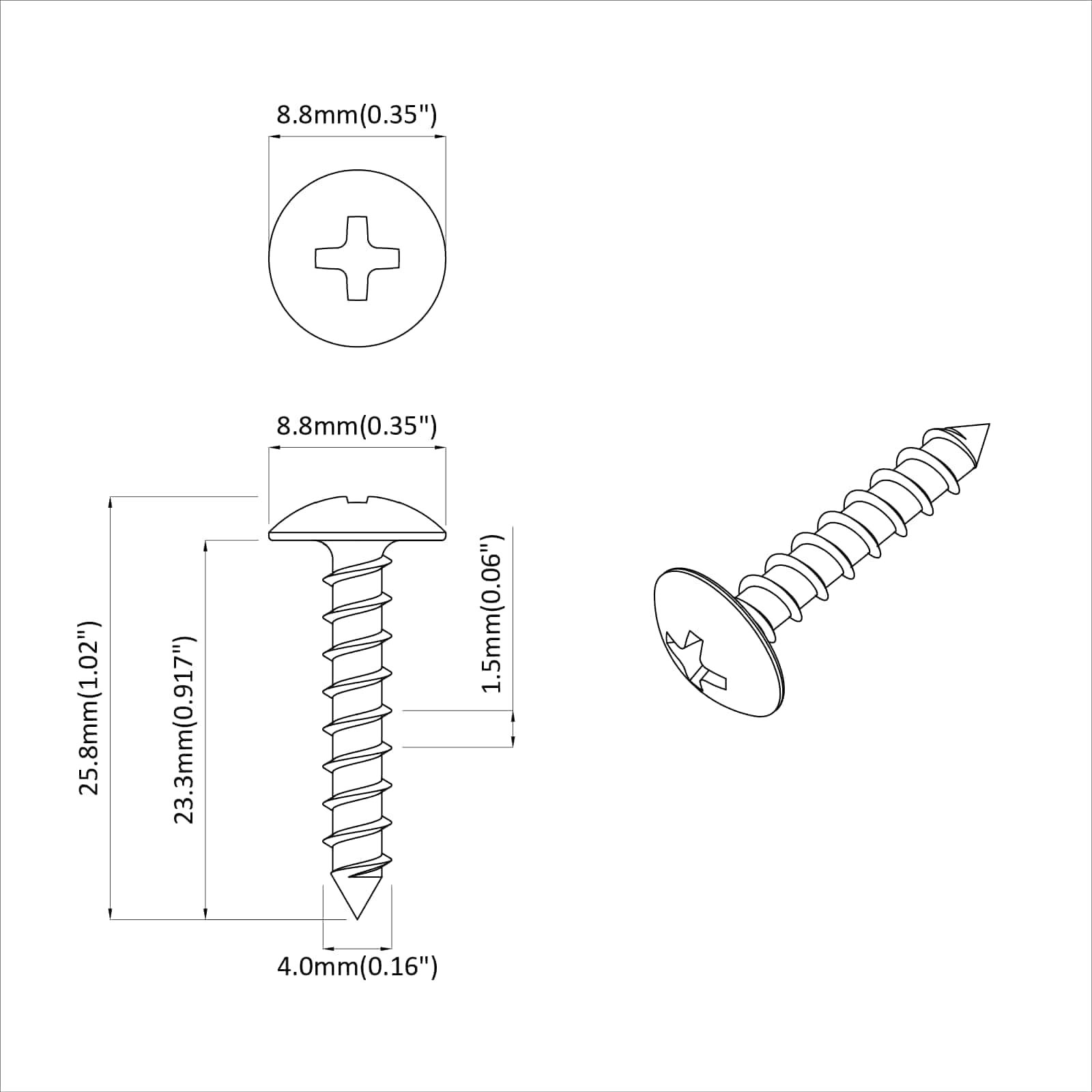 Selbstschneidender Nagel 2 pcs Zink-beschichtet 4 x 20 mm Stahl
