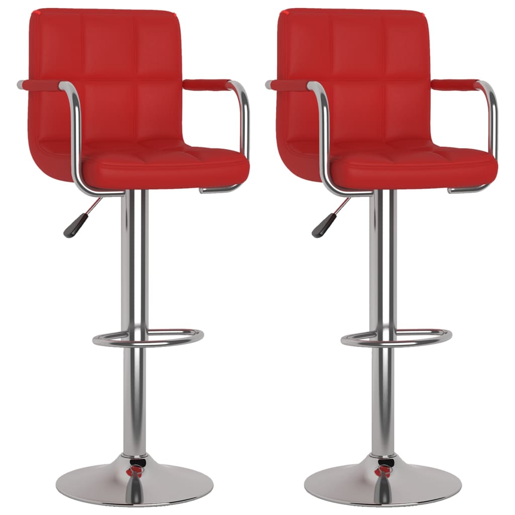 Barhocker 2 Stk. Rot Kunstleder