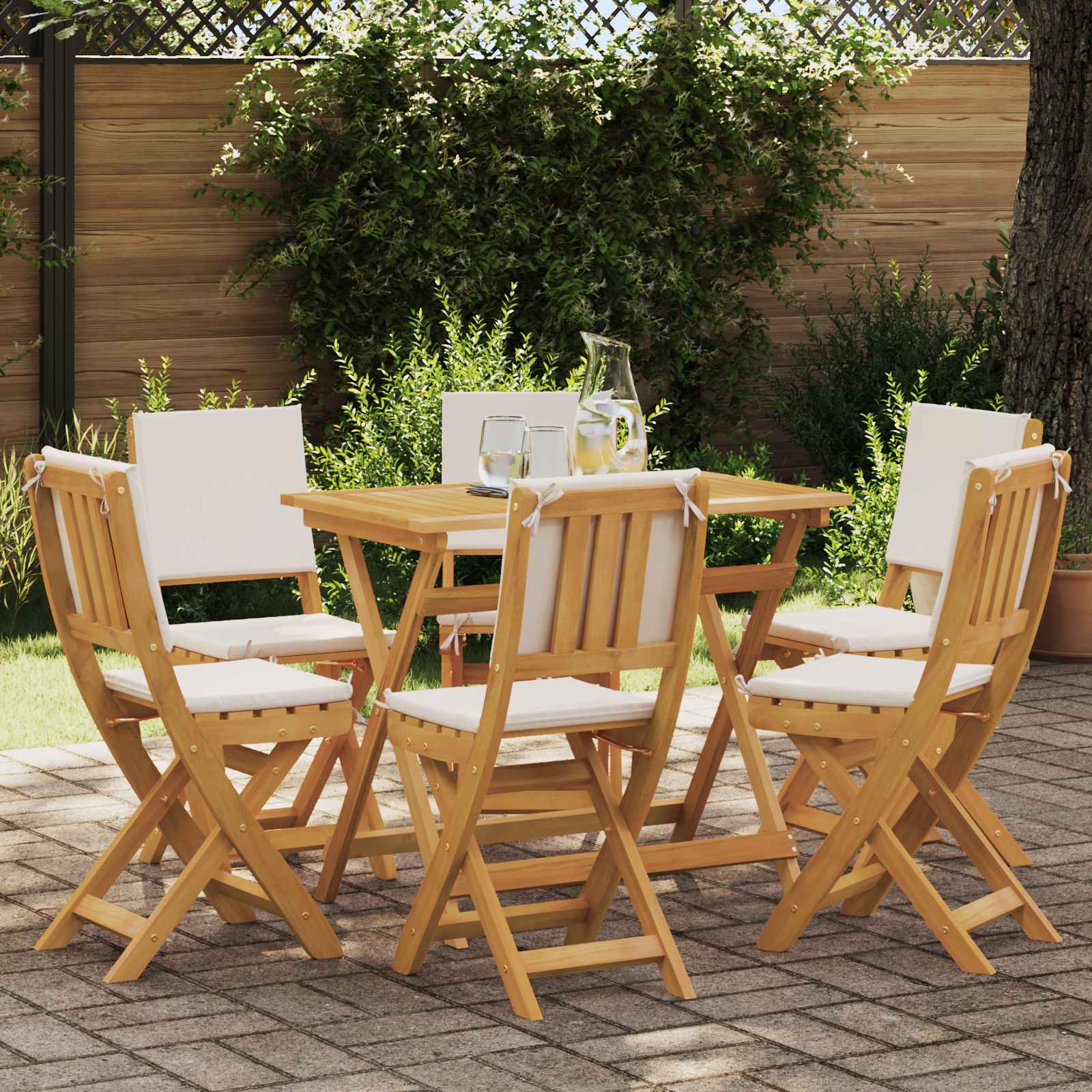 Außen Bistro-Stühle 6 pcs Natur Massivholz Akazie