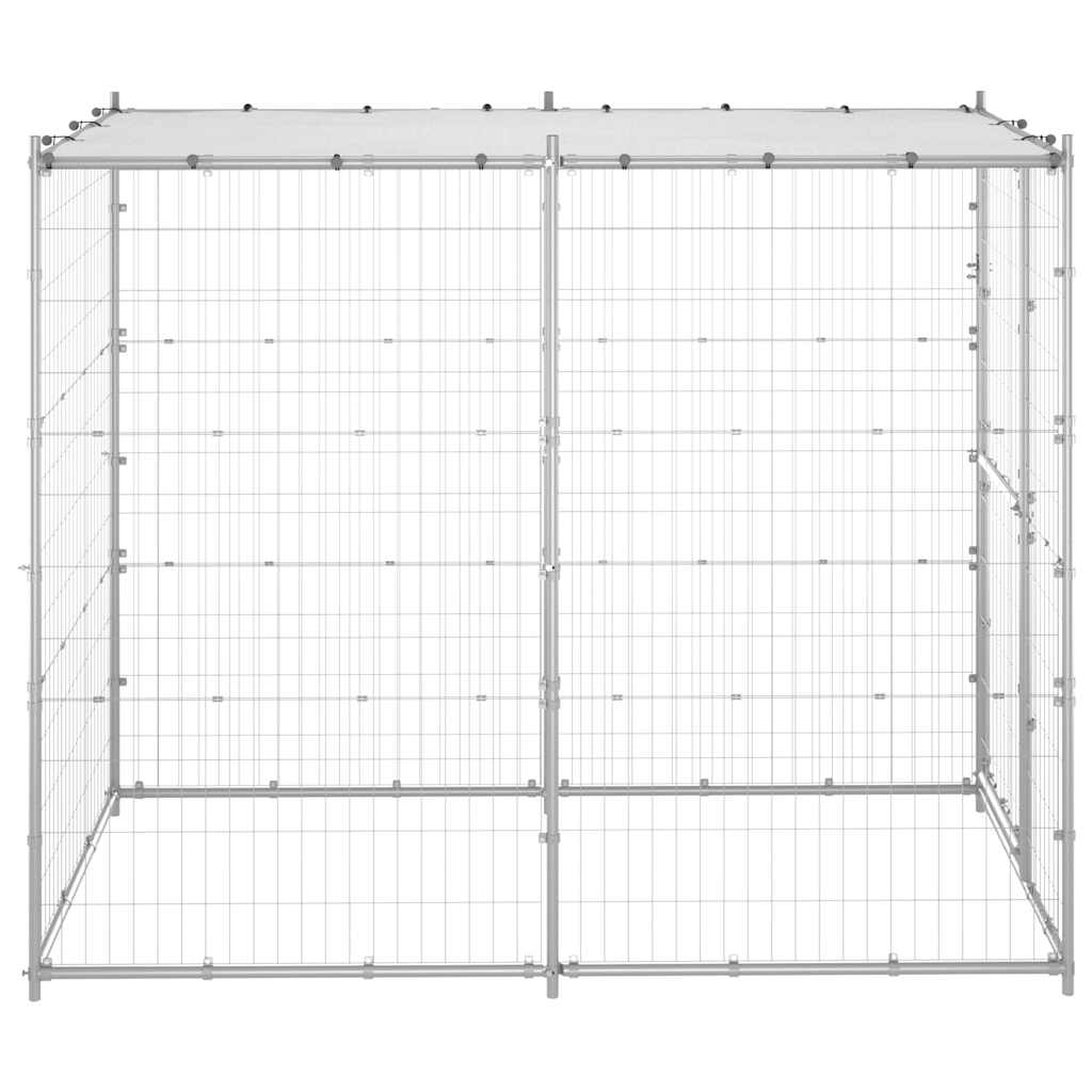 Outdoor-Hundezwinger Stahl mit Überdachung 110x220x180 cm