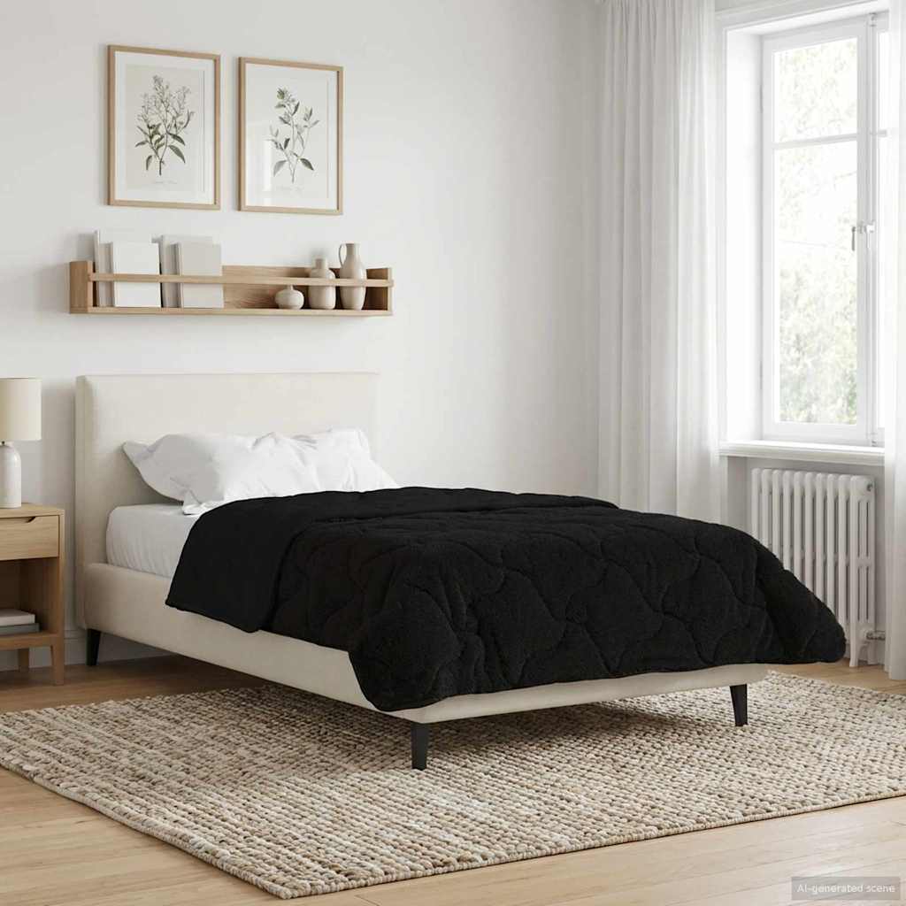 Sommerdecke Anthrazit 135 x 200 cm Mikrofaser und Teddy-Fleece