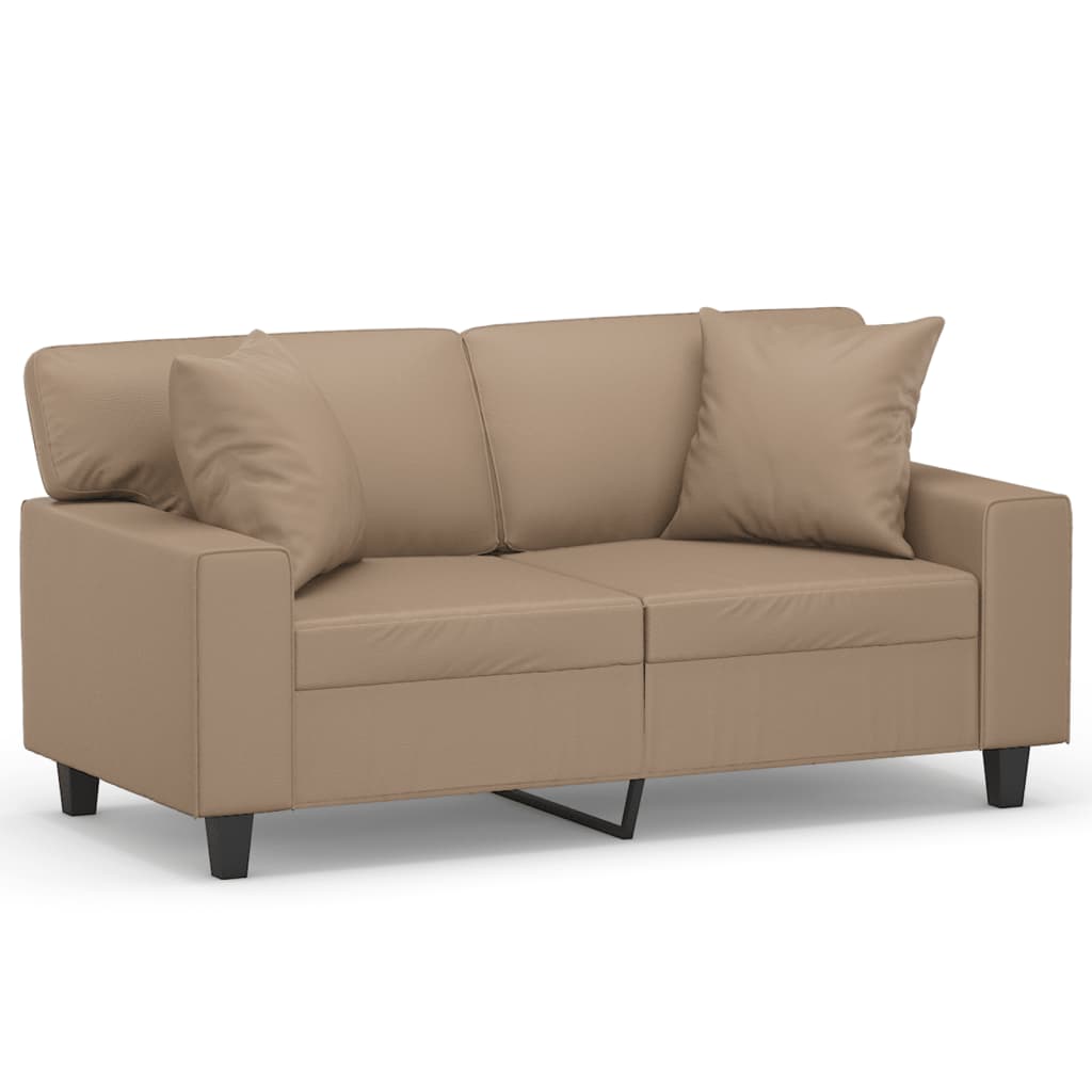 2-Sitzer-Sofa mit Zierkissen Creme 120 cm Kunstleder