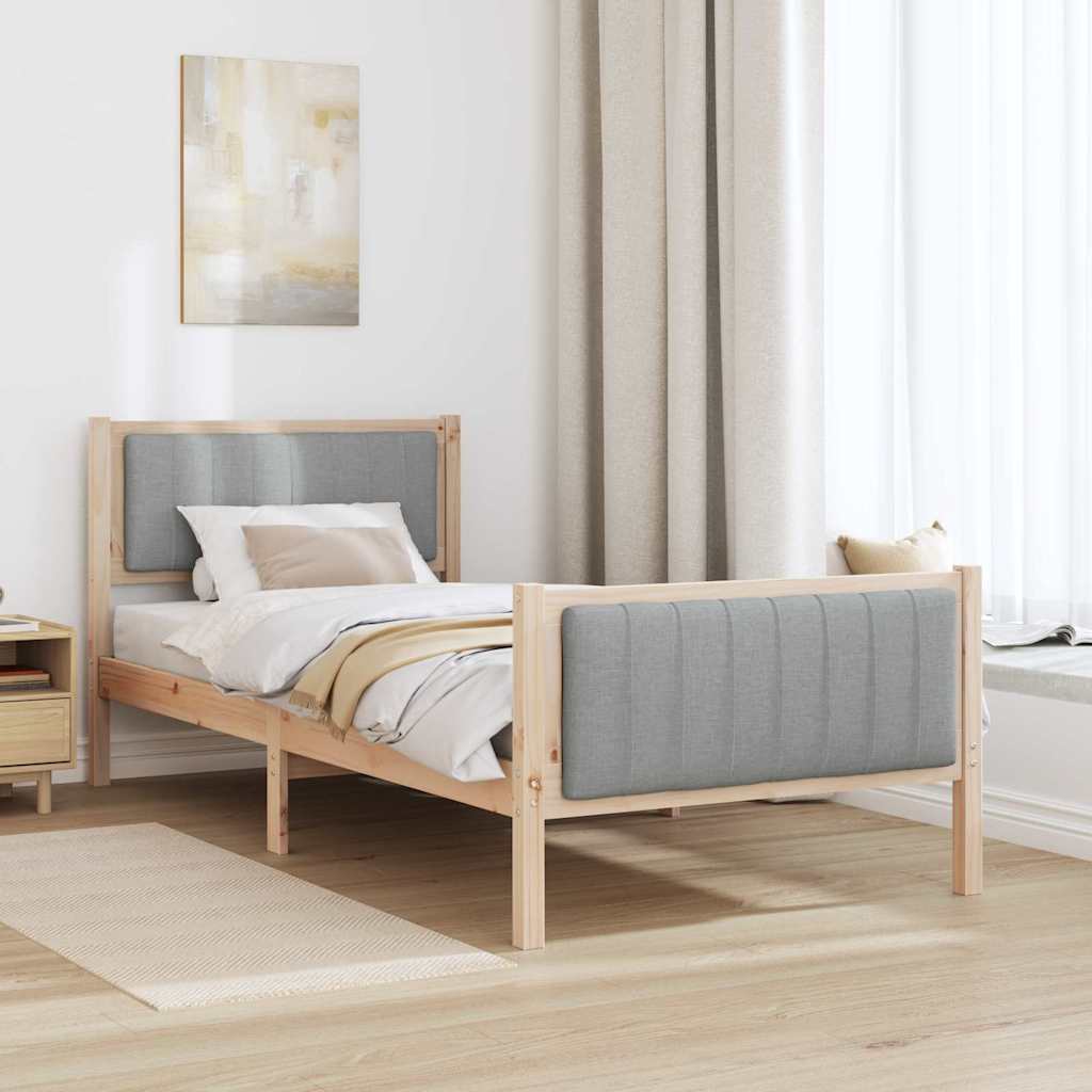 Bettgestell Braun und hellgrau 200 x 200 cm Massivholz Kiefer