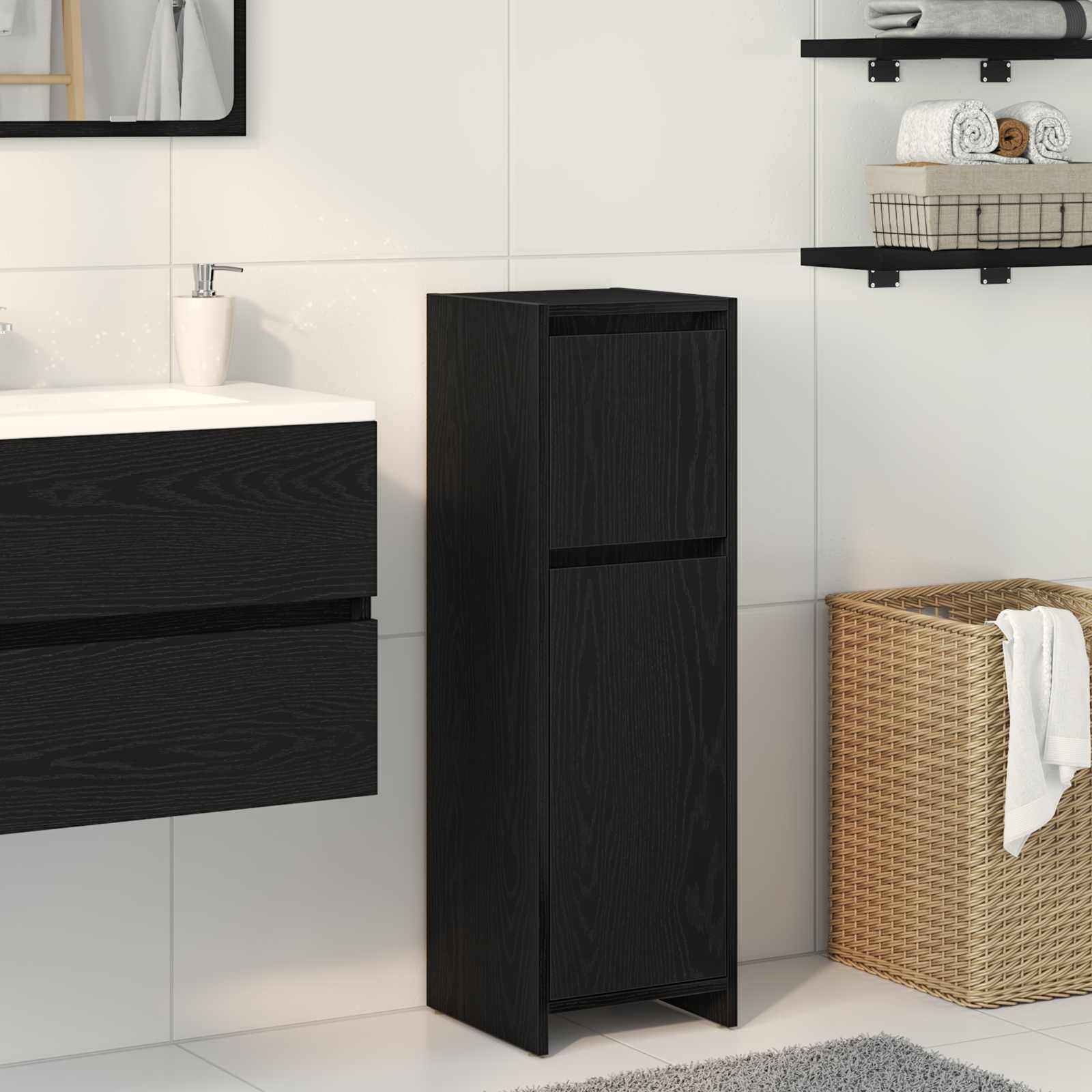 Badezimmerschrank Weiß 30x30x95 cm Holzwerkstoff
