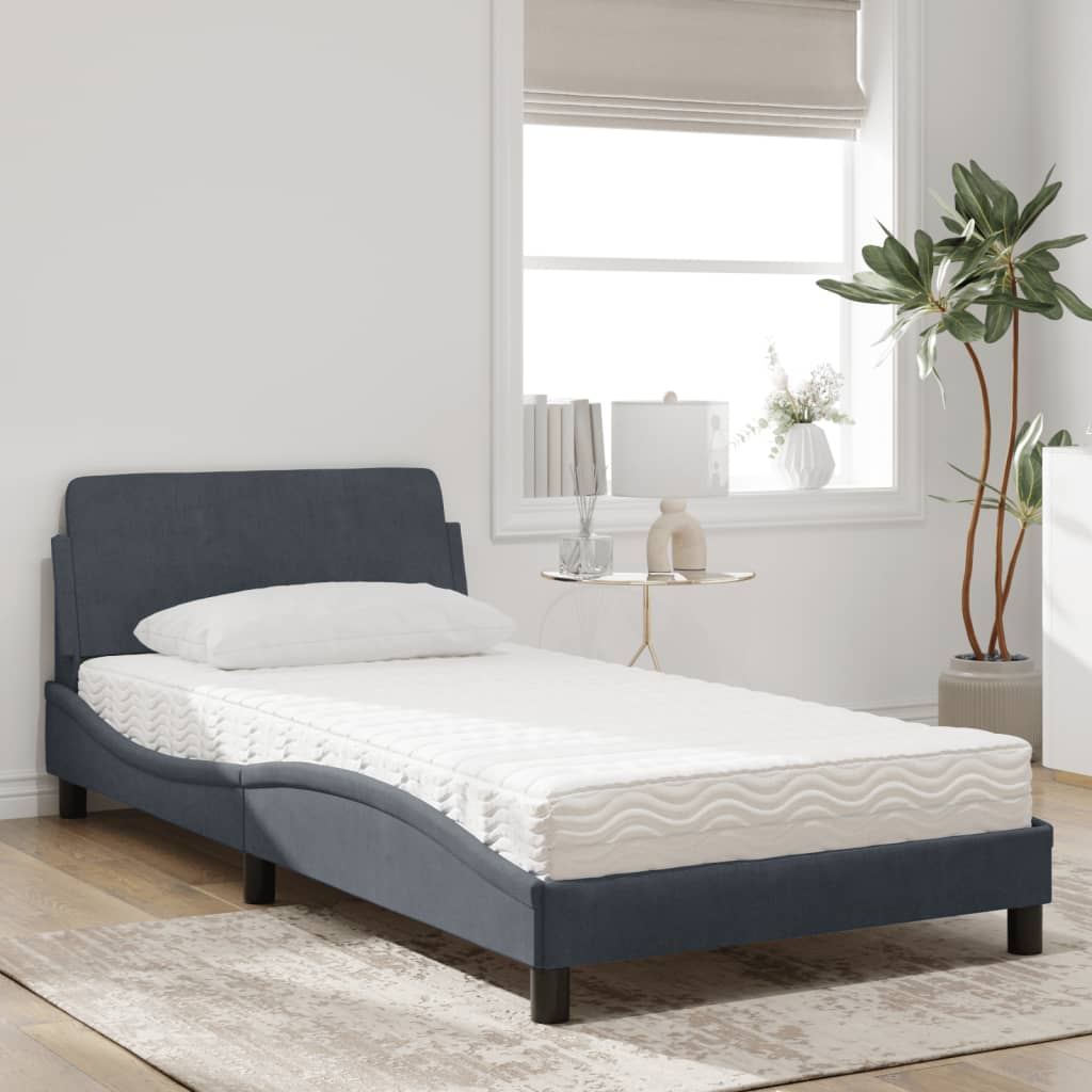 Bett mit Matratze "Dover" Hellgrau 80x200 cm Samt