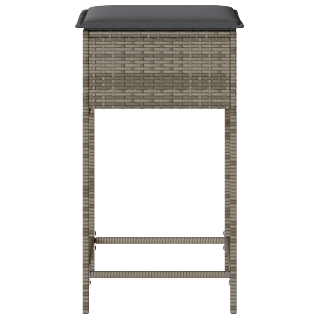 Garten-Barhocker mit Kissen 2 Stk. Schwarz Poly Rattan