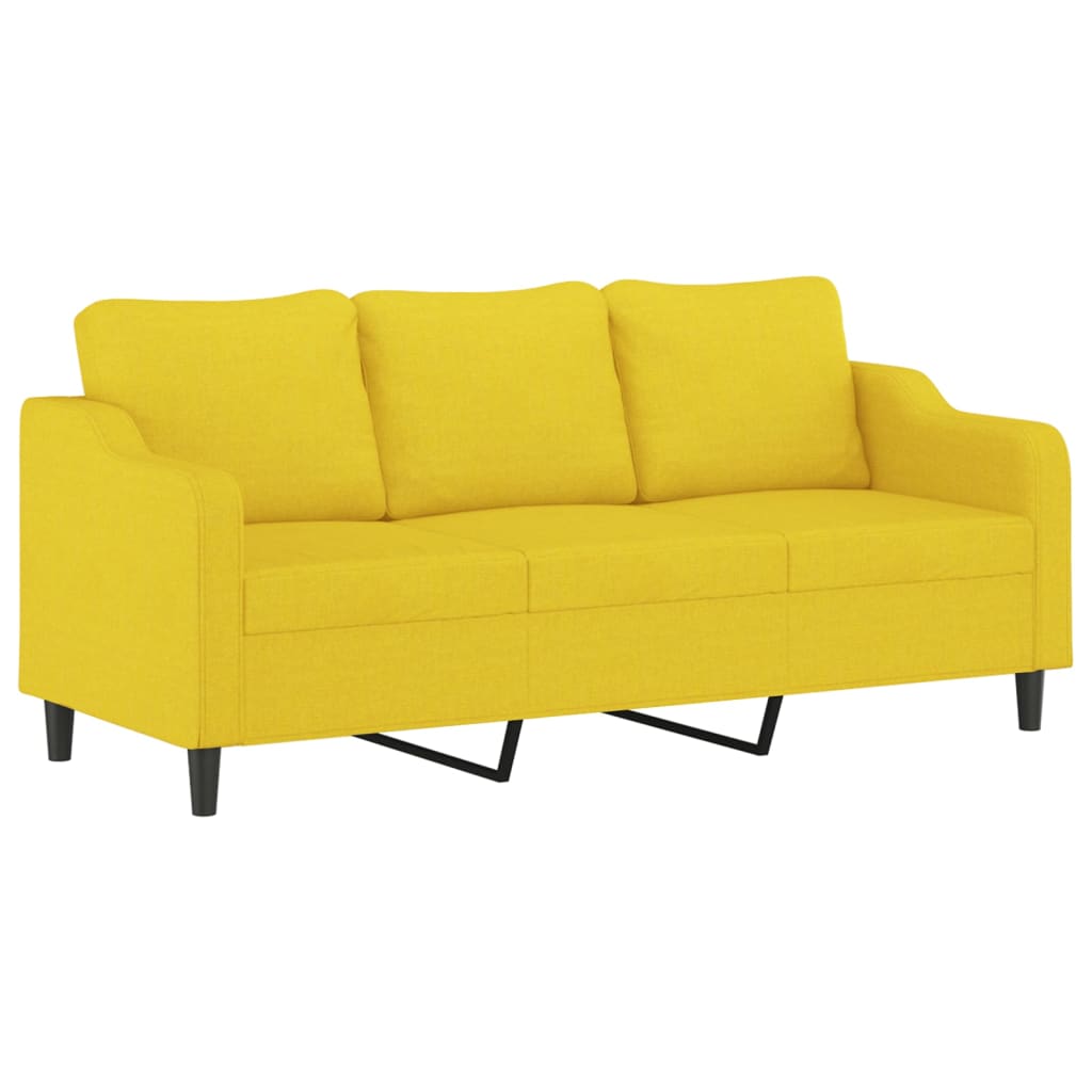 3-Sitzer-Sofa mit Hocker Braun 180 cm Stoff