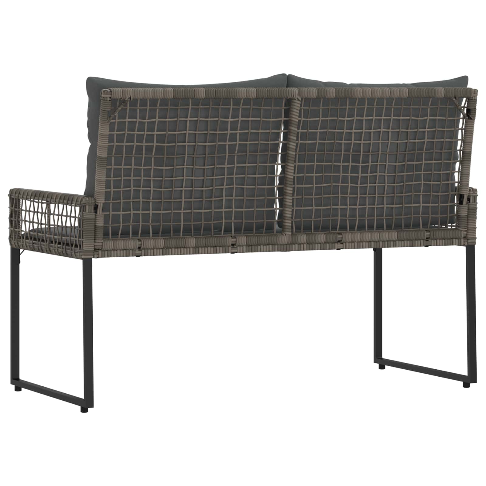 Bank Outdoor mit Kissen Schwarz und Cremeweiß 118 x 55 x 82 cm