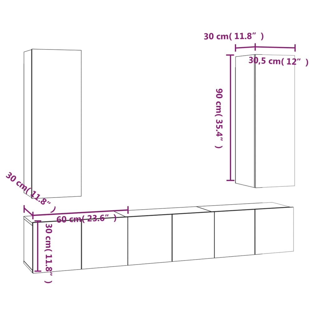 4-tlg. TV-Schrank-Set Weiß Holzwerkstoff
