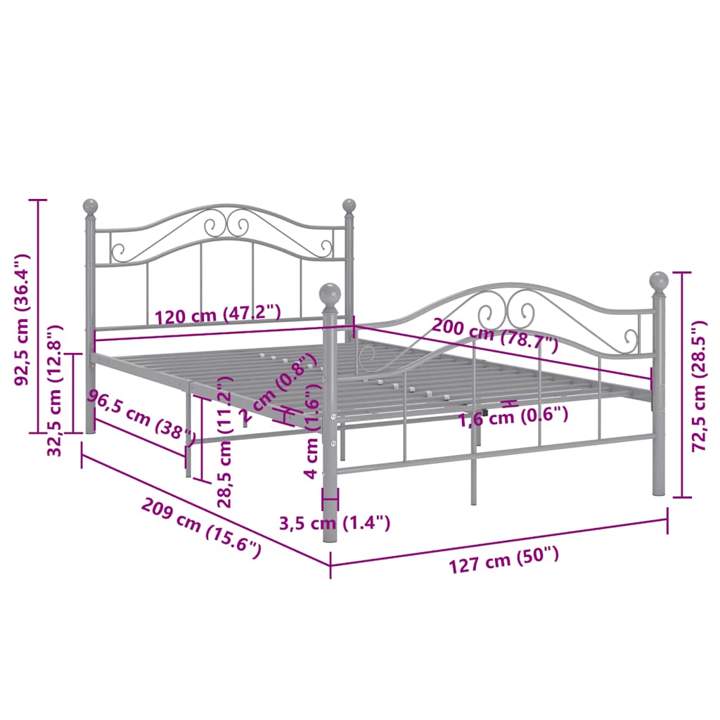 Bett Weiß Metall 120x200 cm