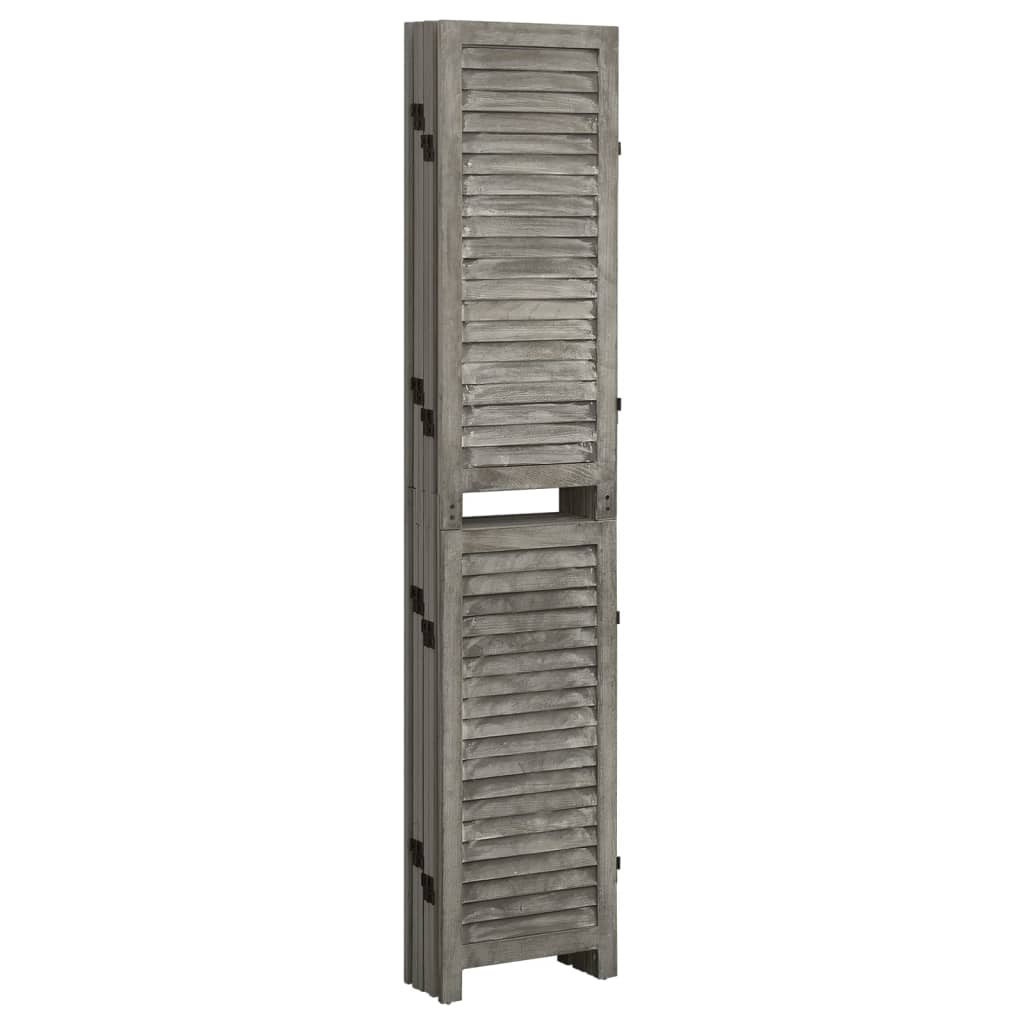 5-tlg. Raumteiler Grau 179x166 cm Massivholz