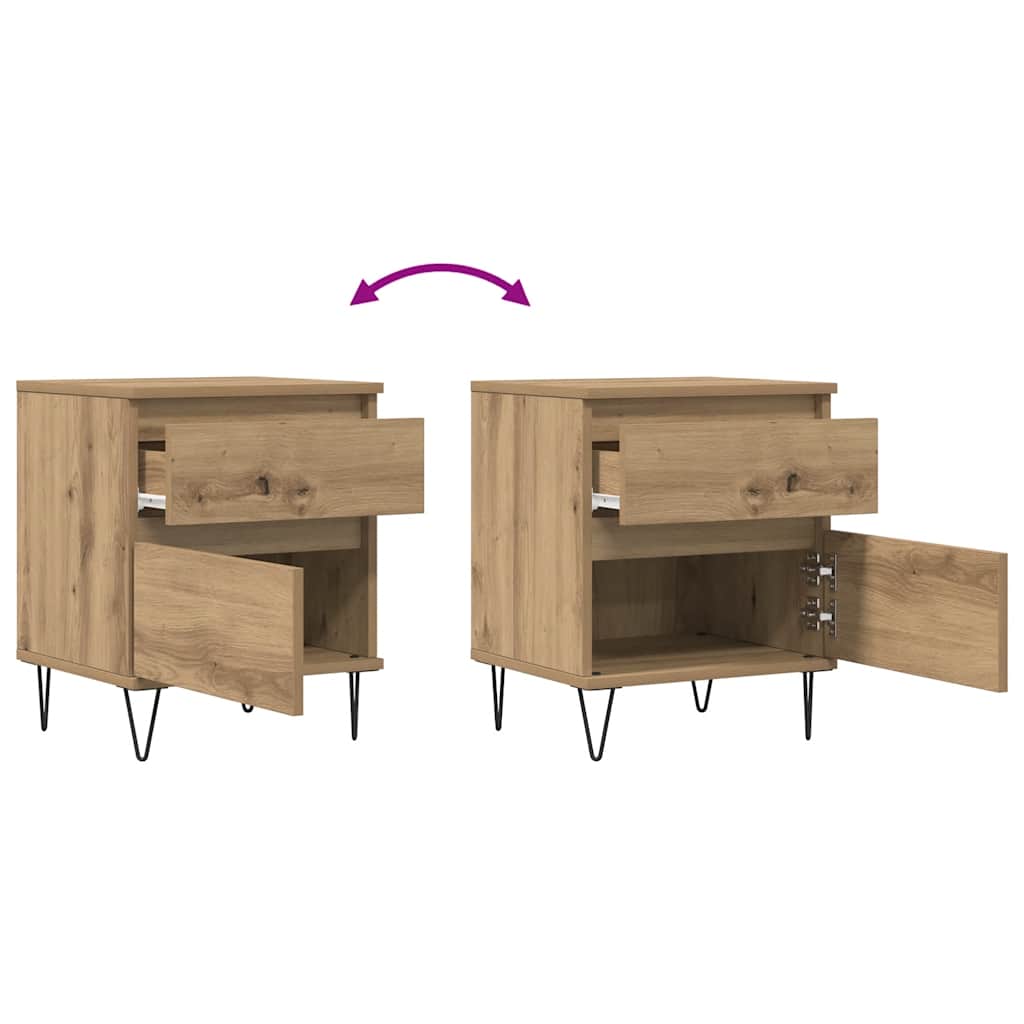Bettschrank Schwarz Eichen-Optik 40 x 35 x 50 cm Holzwerkstoff