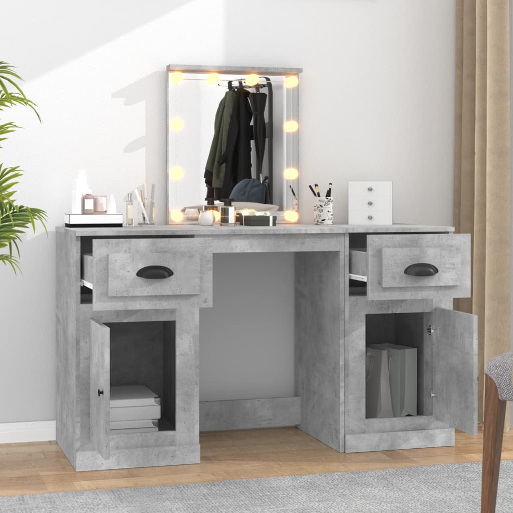 Schminktisch mit LED-Leuchten Sonoma-Eiche 130x50x132,5 cm