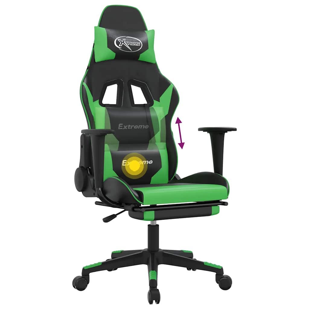 Gaming-Stuhl mit Massagefunktion Schwarz und Blau Kunstleder