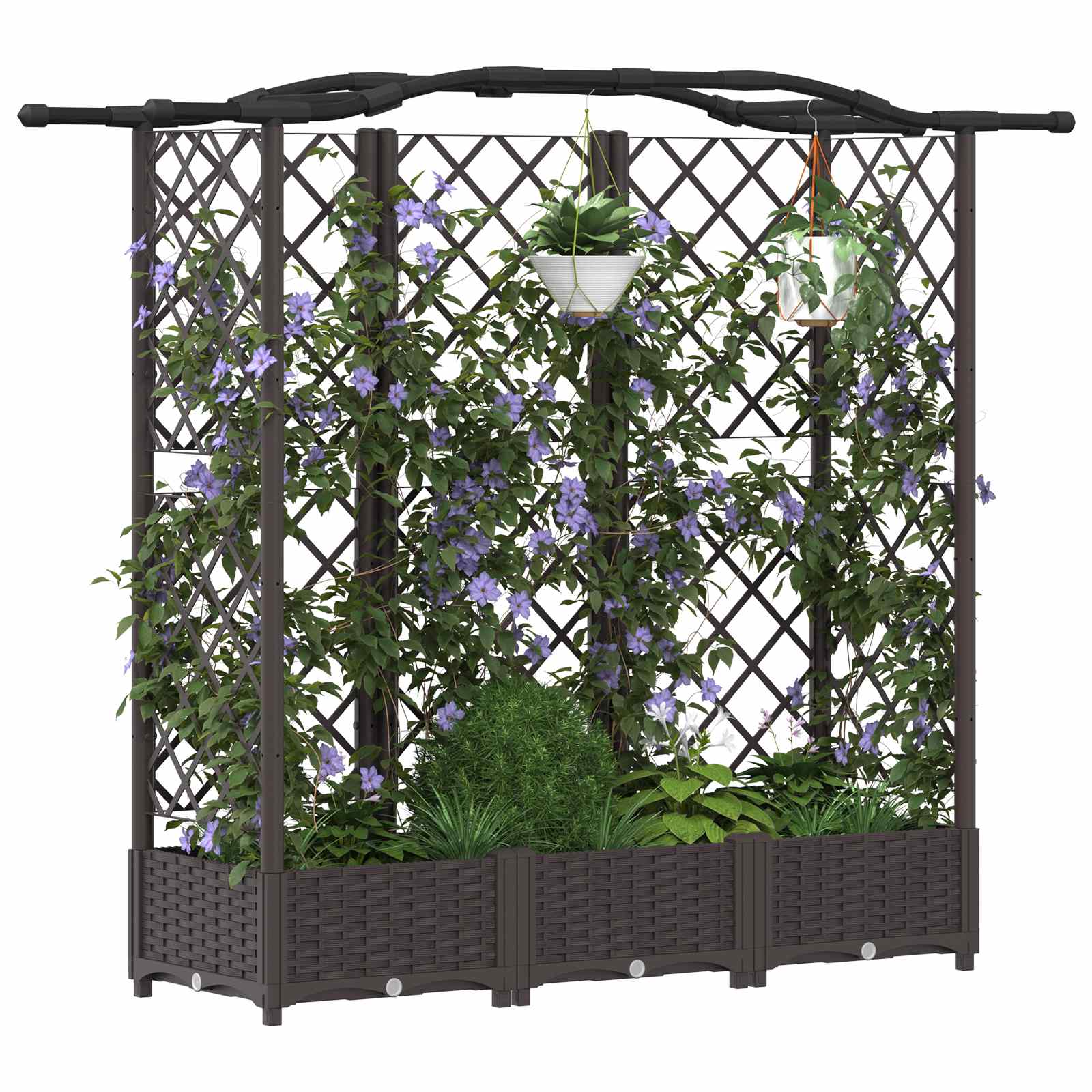 Hochbeet mit Rankgitter und Dach Braun 124 x 40 x 123 cm PP