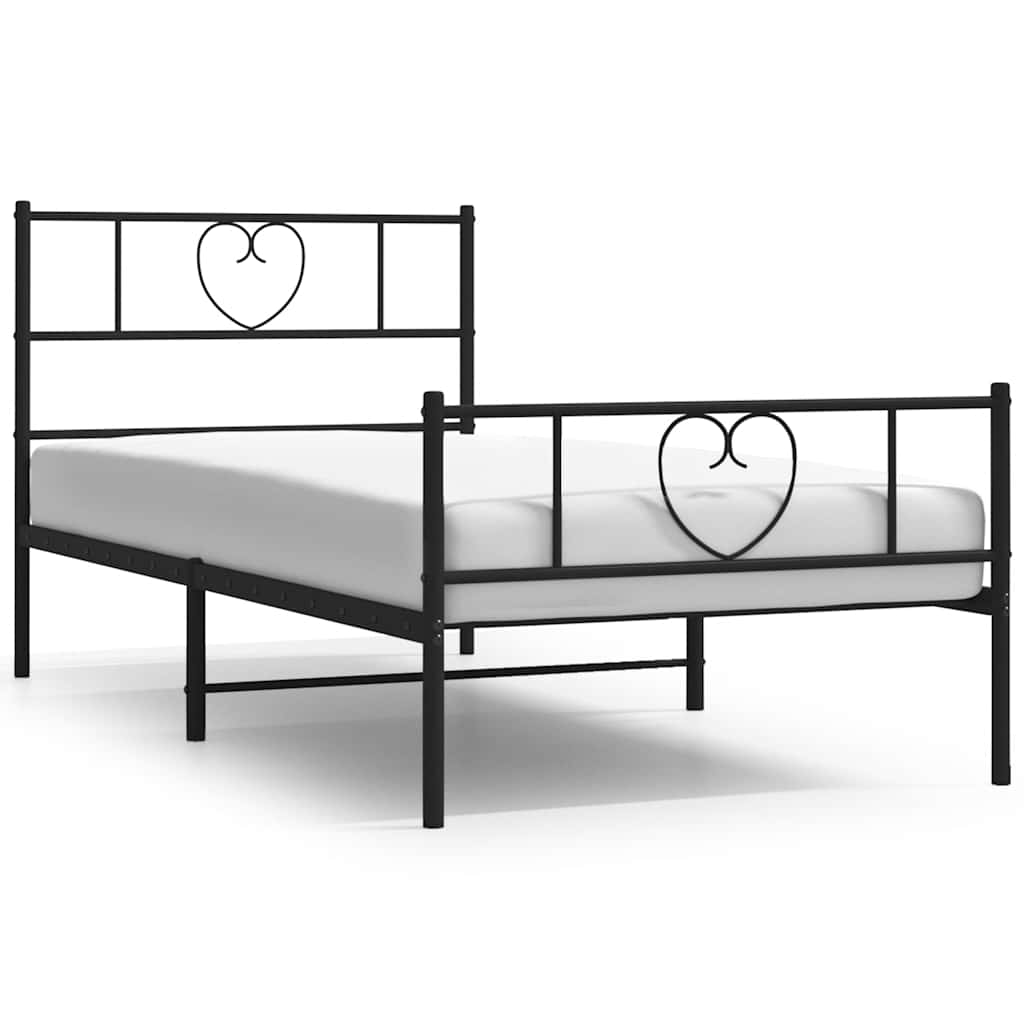 Bettgestell mit Kopfteil Metall Schwarz 100x190 cm