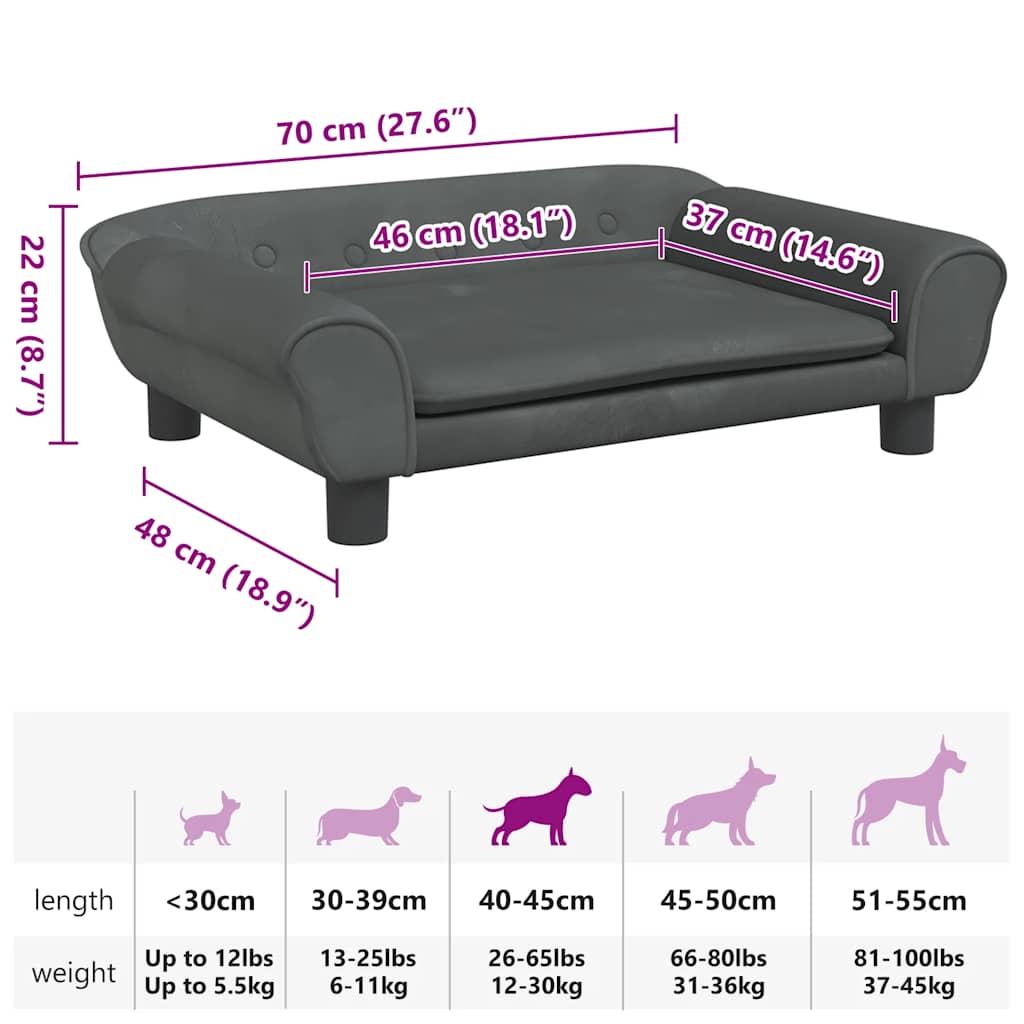 Hundebett Blau 100x50x21 cm Samt