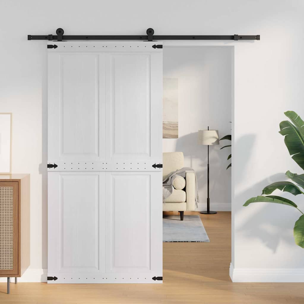 Scheunentür Corona Weiß 70 x 210 cm Massives Kiefernholz