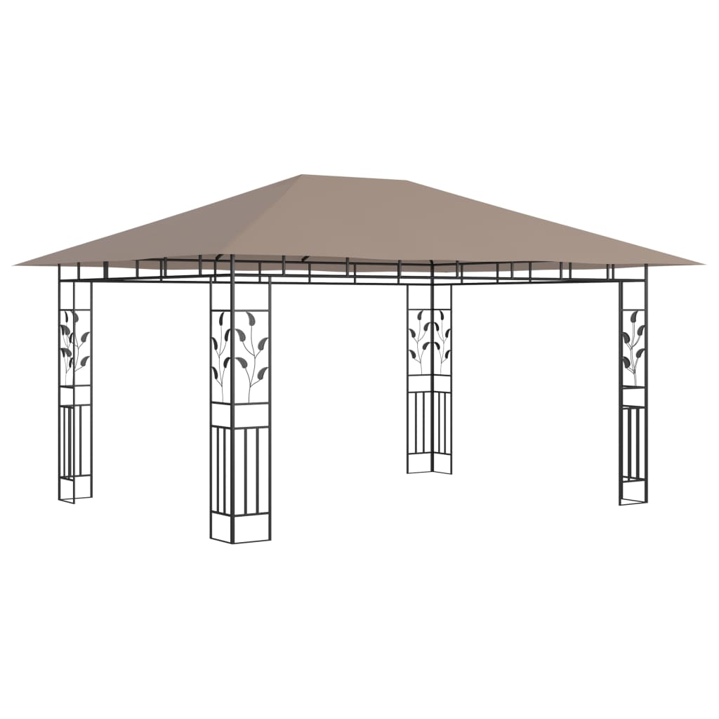 Pavillon mit Moskitonetz & LED-Lichterkette 3x3x2,73m Cremeweiß