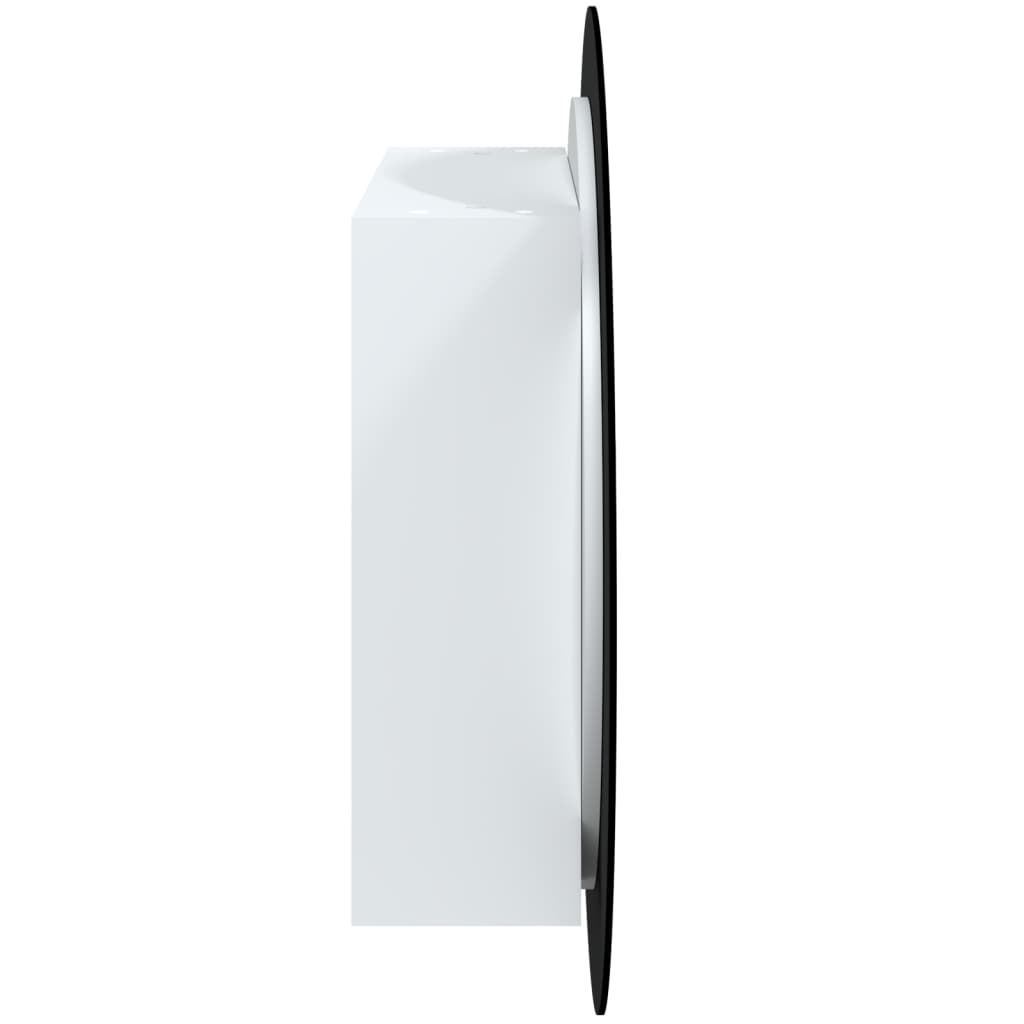 Badezimmerschrank mit Rundem Spiegel & LED Weiß 40x40x17,5 cm