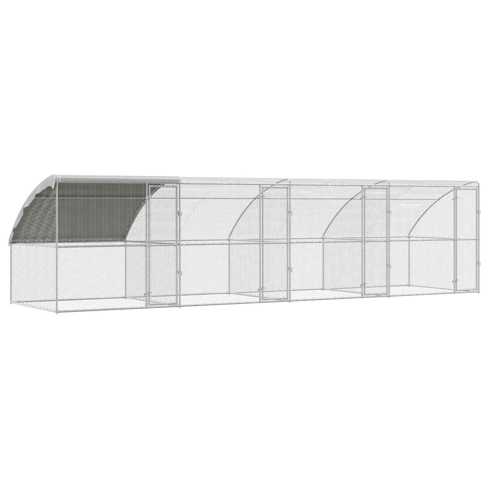 Hühnerkäfig 2 pcs Silber 400 x 200 x 200 cm Stahl und PE