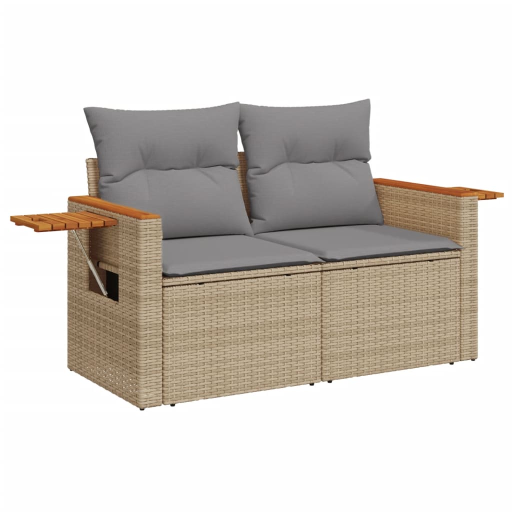 10-tlg. Garten-Sofagarnitur mit Kissen Schwarz Poly Rattan