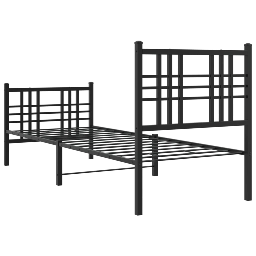 Bettgestell mit Kopf- und Fußteil Metall Schwarz 90x200 cm