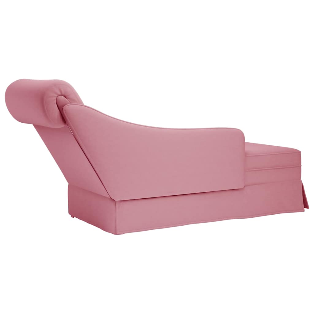 Chaiselongue mit Nackenrolle und Rechter Armlehne Blau Samt