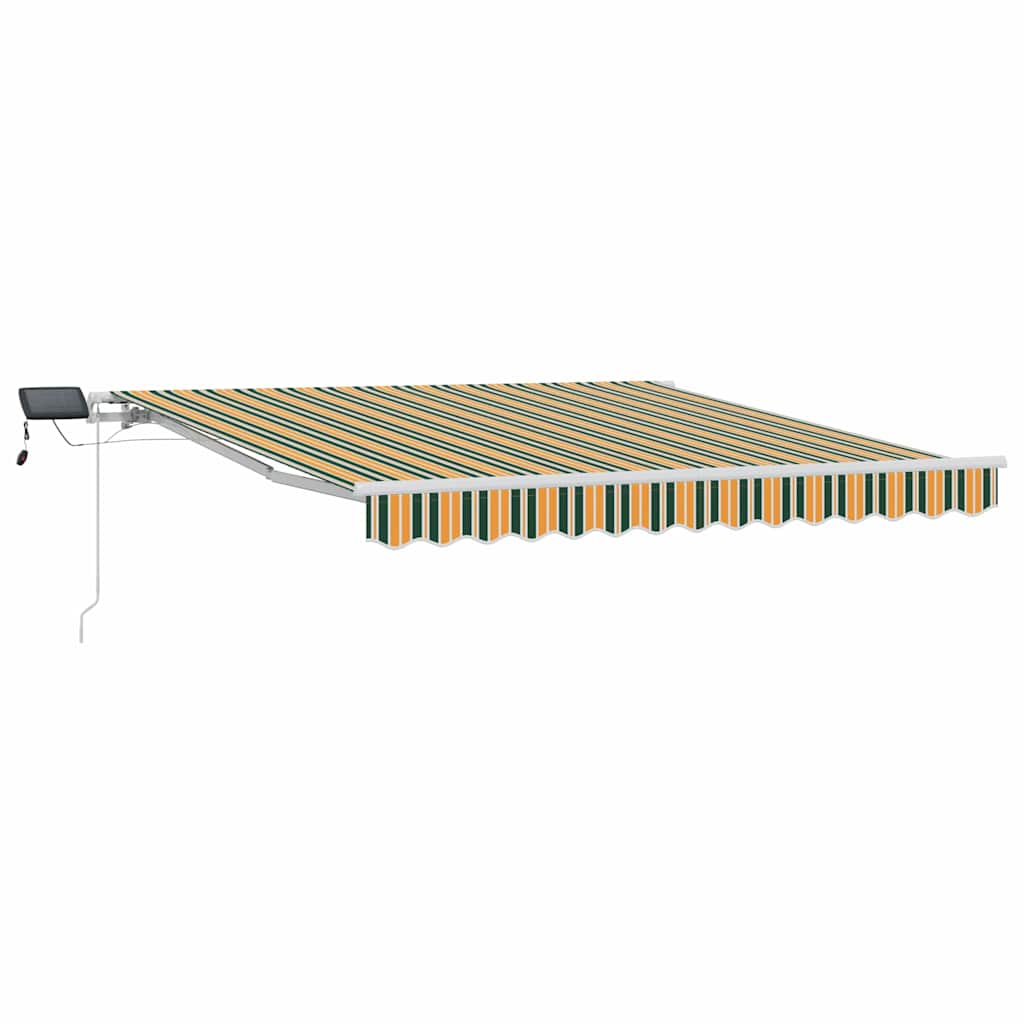 Markise Manuell Einziehbar mit LED 300x250 cm Blau und Weiß