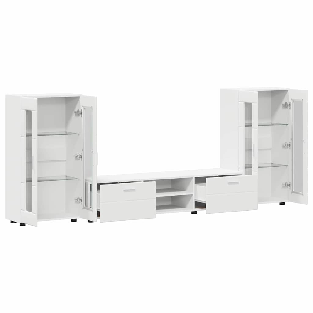 Highboard mit Regal FLORIN Weiß 60 x 35 x 182 cm Holzwerkstoff