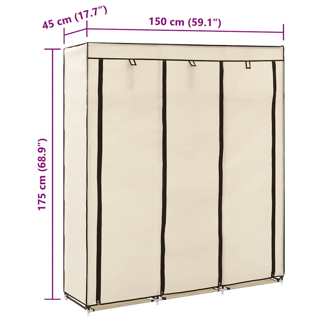 Kleiderschrank mit Fächern Stangen Schwarz 150x45x175cm Stoff