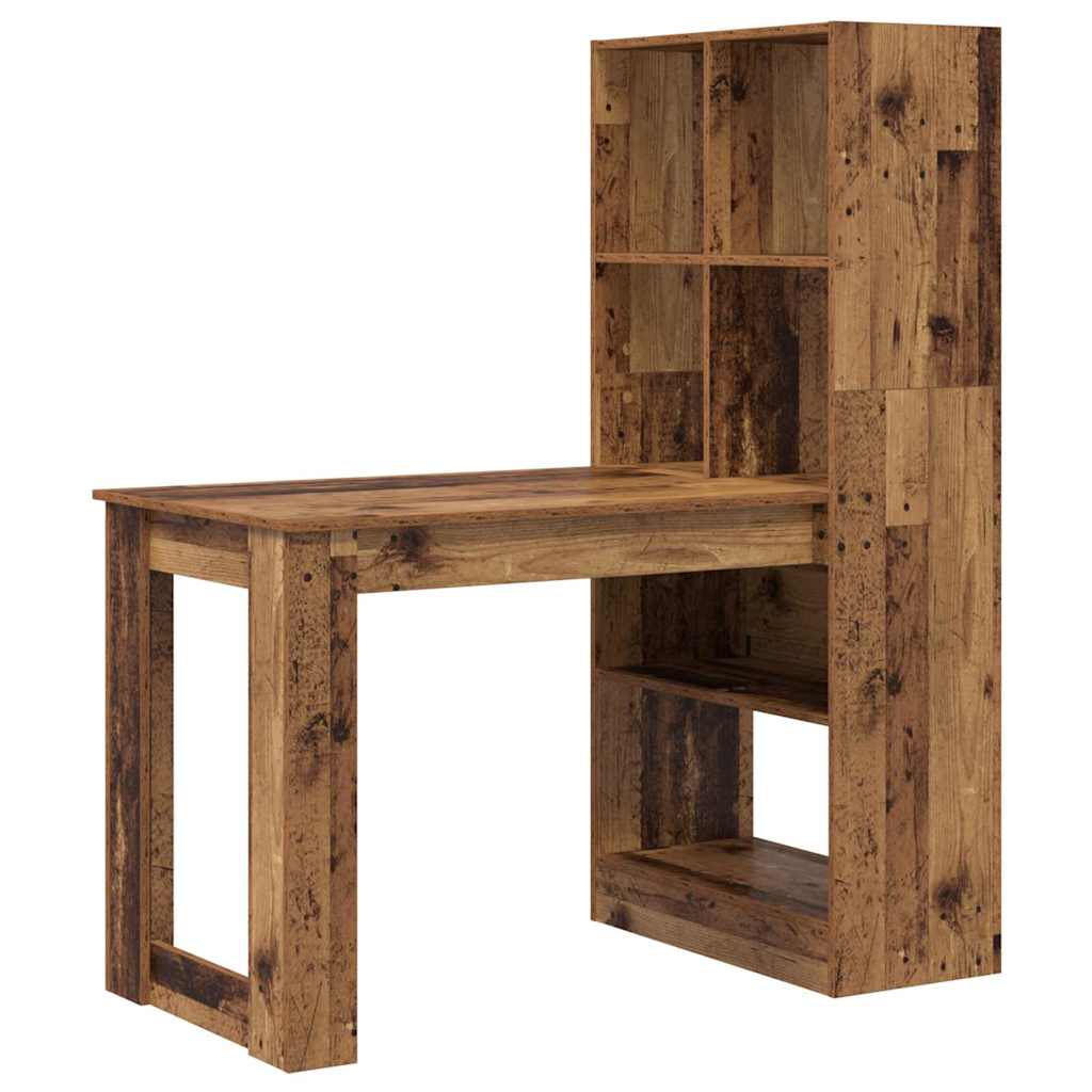 Schreibtisch mit Regal Schwarz Eichen-Optik 122 x 67 x 145 cm