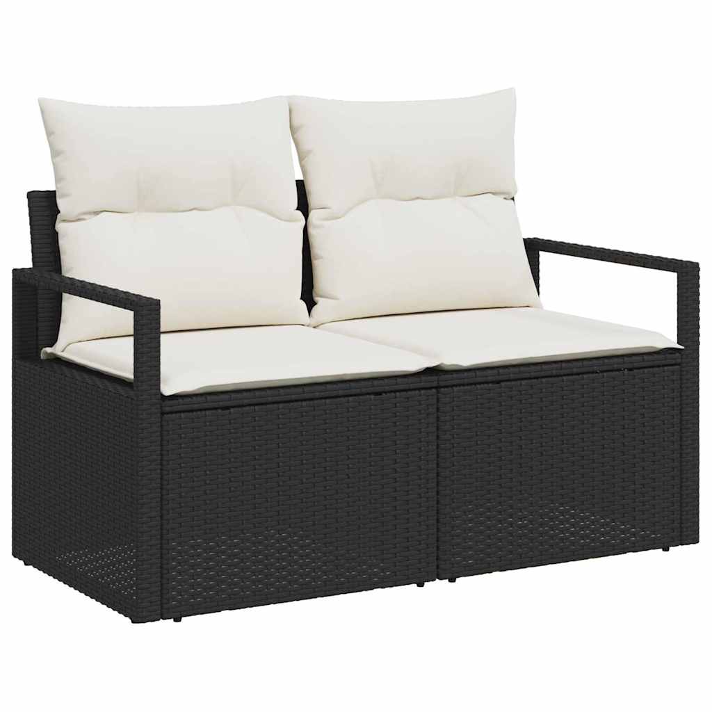 Garten Essgruppe mit Kissen 7 pcs Schwarz und Creme