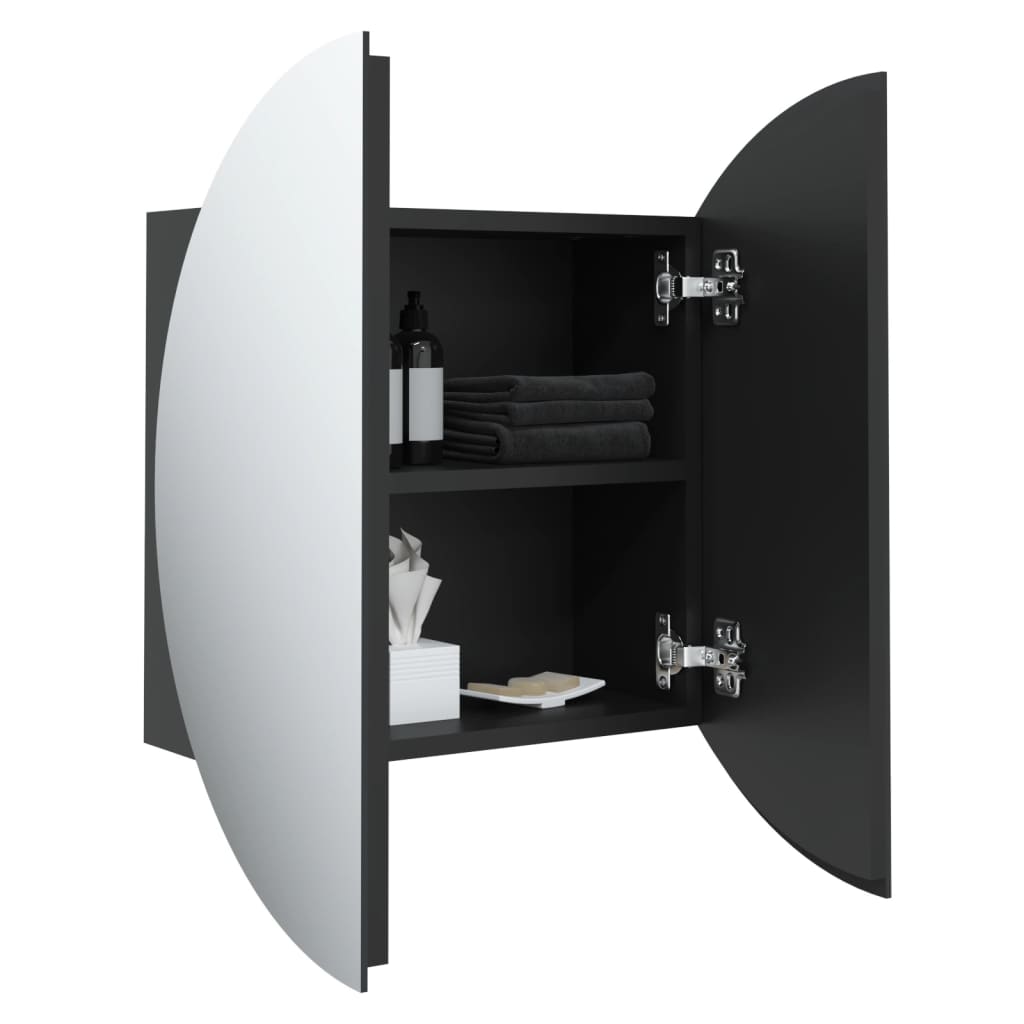 Badezimmerschrank mit Rundem Spiegel & LED Weiß 40x40x17,5 cm
