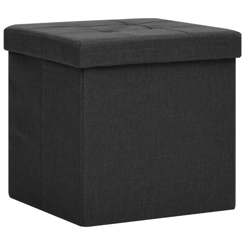 Hocker mit Stauraum Cremeweiß Leinenoptik